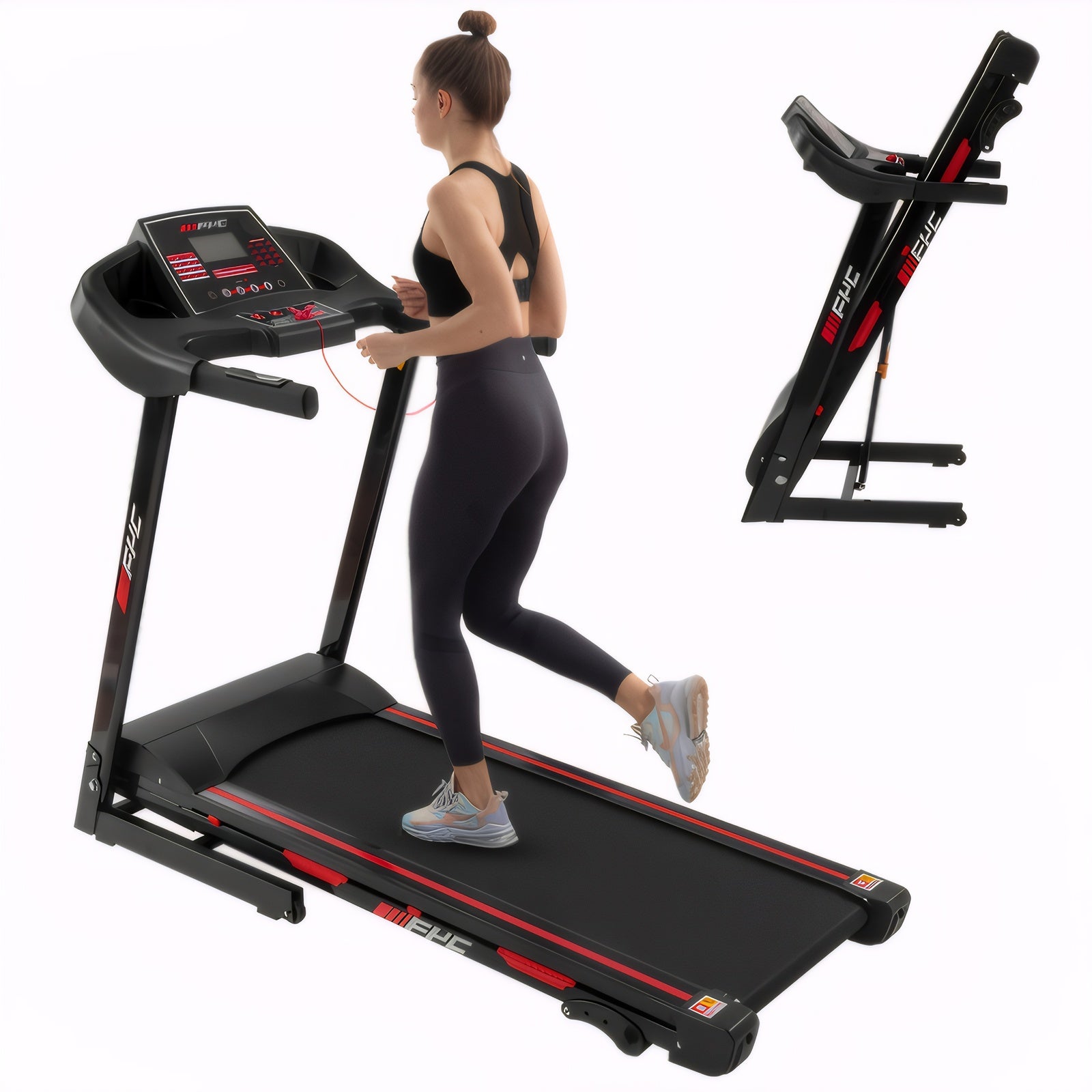 Folding Treadmill for Home - 330 LBS Weight Capacity Running Machine with Incline/Bluetooth, 3.5HP 10MPH Max Speed Foldable Electric Treadmill Easily Assembly, Home Gym Workout Exercise