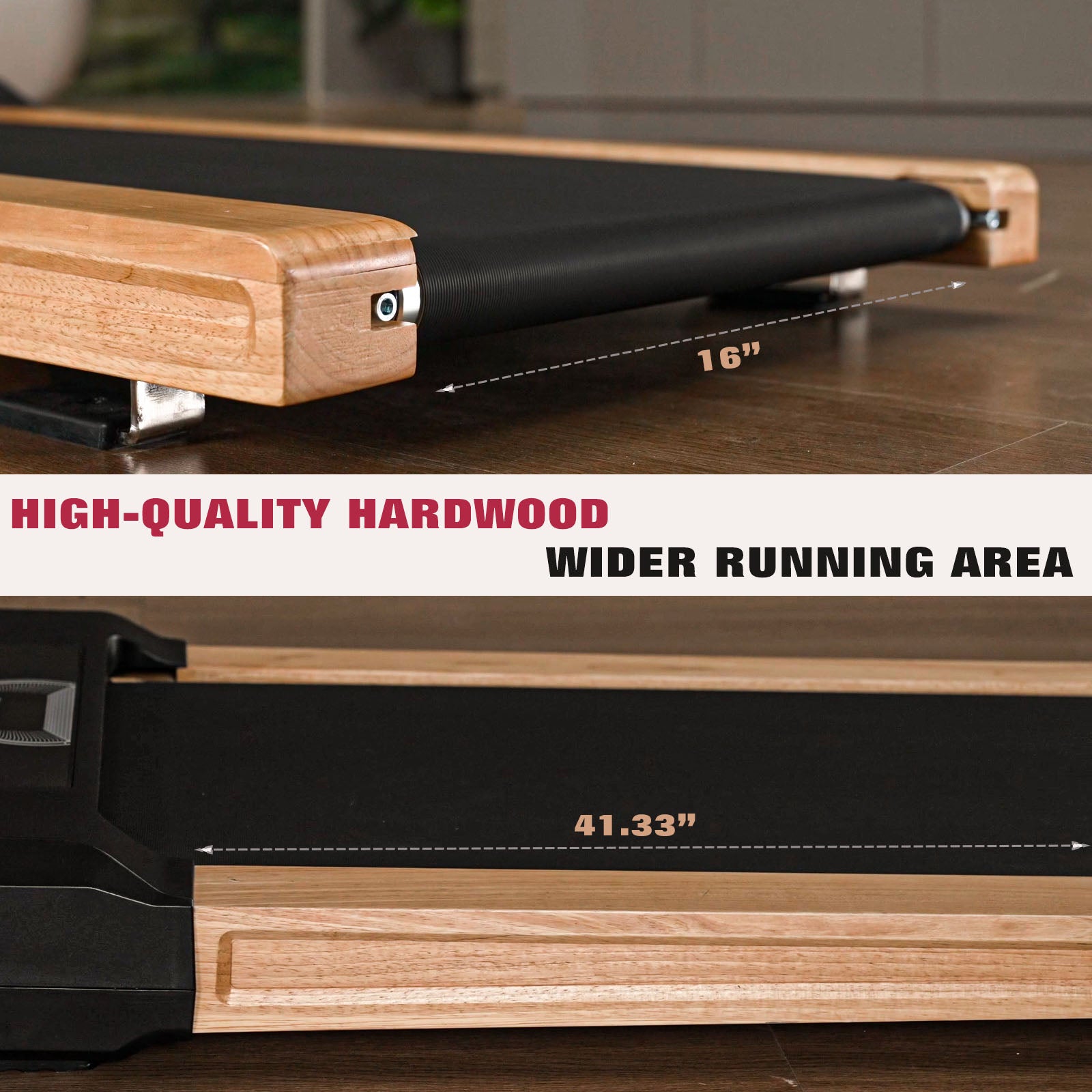 FLIMDER Walking Pad, Under Desk Treadmill with High Sound Quality Speaker, Exquisite Wood Treadmills for Home Small, Max 300LBS Capacity, Installation-Free with LED Light Strap Display